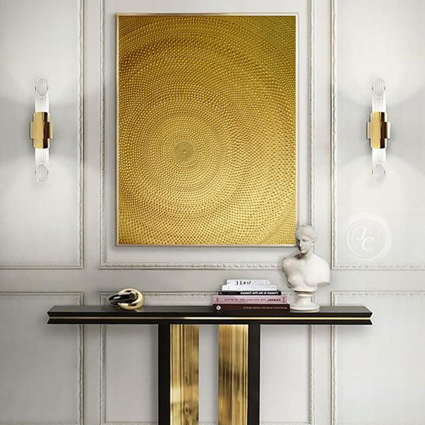 Gold-shiny-abstract-wall-art-original-painting-vertical-textured-art