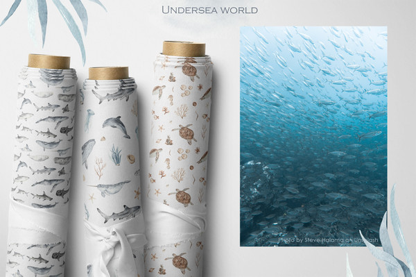 11 Watercolor underwater world seamless patterns.jpg