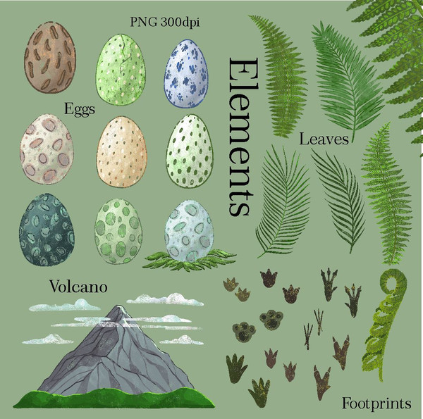 Clipart-Set-Eggs-Vulcan-Leaves