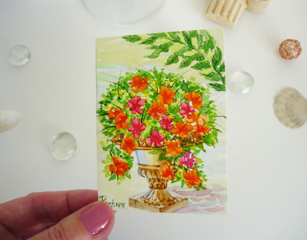 Vase with the Flowers ACEO, Watercolor 04.JPG