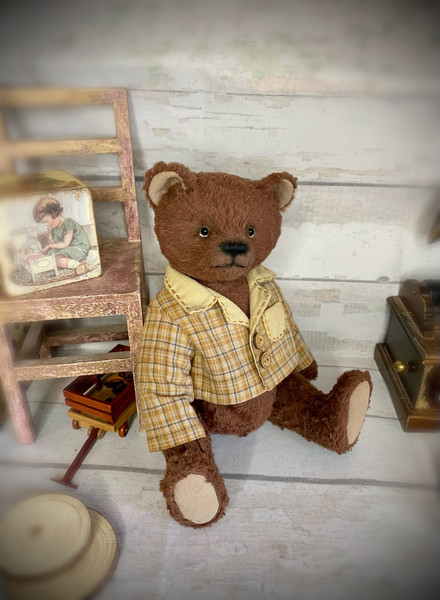 Teddy bear handmade-collection bear-plush toy-cute toy-vintage toy-Teddy bear in clothes-ooak-artist toys-artist doll 3