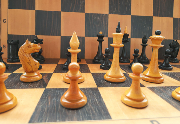 1960s vintage soviet wooden chess pieces