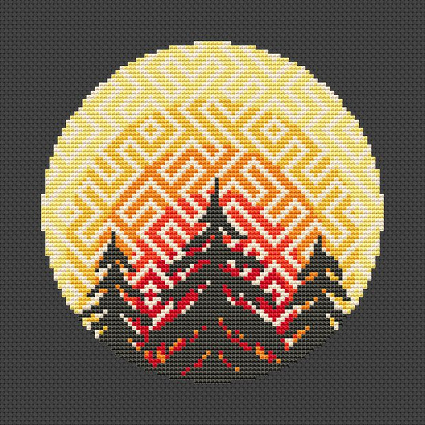 Mountain Cross Stitch Pattern Graphic by PIN Crafter · Creative Fabrica