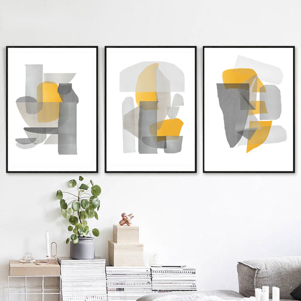 three modern abstract posters in gray tones that can be downloaded and hung on the wall 3