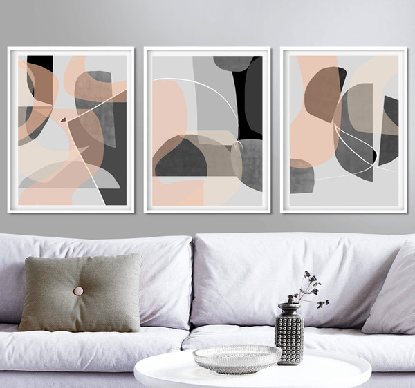 three modern abstract posters in gray tones that can be downloaded and hung on the wall 5