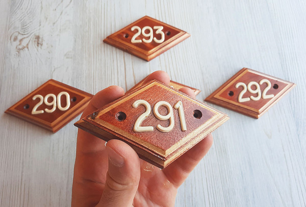 wooden address number plate 291