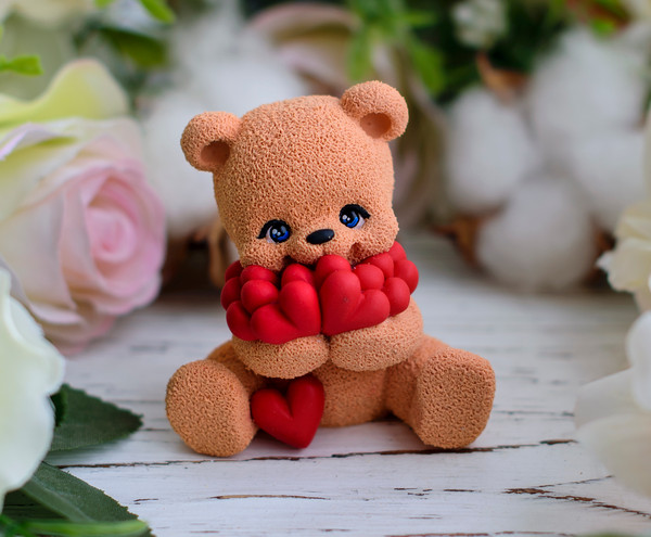 Teddy Bear With Heart Plastic Mold or Silicone Mold, Bath Bomb