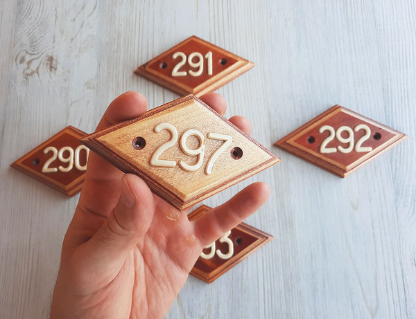 297 wooden address door number plate vintage
