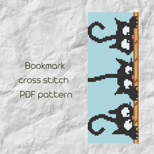 Cat bookmark cross stitch pattern PDF , kitties look embroid - Inspire  Uplift