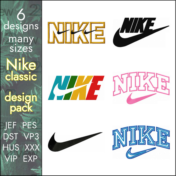 nike classic logo pack embroidery design