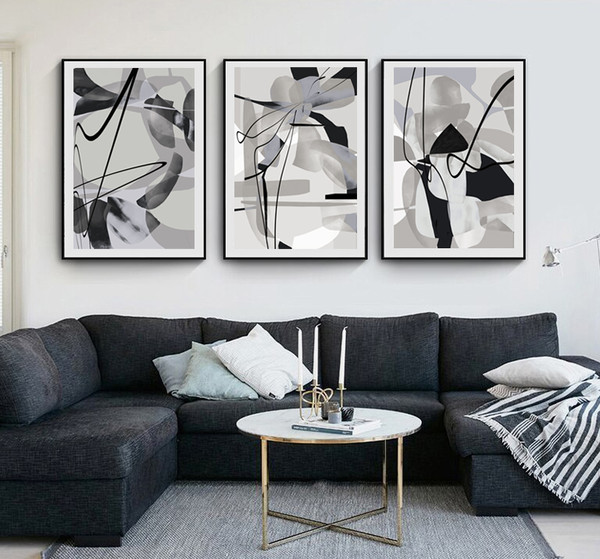 Three modern posters in gray tones, easy to download