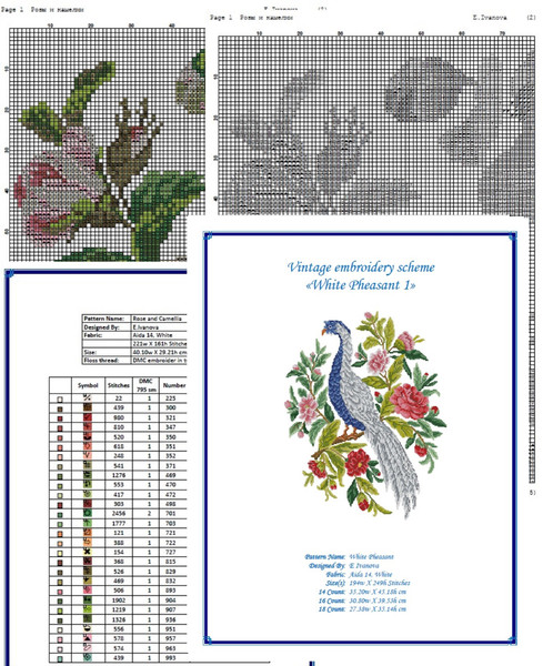 Vintage Cross Stitch Scheme White Pheasant
