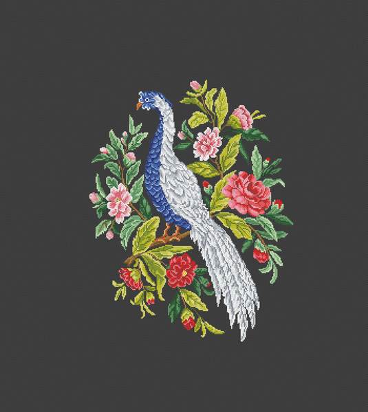 Vintage Cross Stitch Scheme White Pheasant