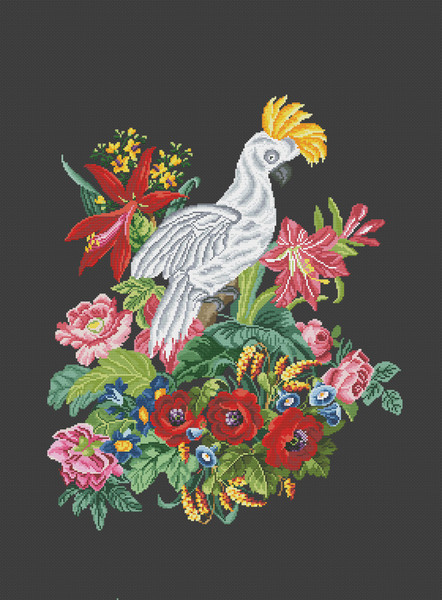 Vintage Cross Stitch Scheme White Cockatoo