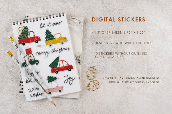 Christmas trucks digital stickers2.jpg