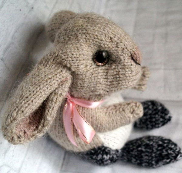 Realistic Knitted Bunny Doll