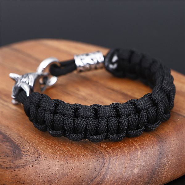 paracord and stainless steel bracelet celtic wolf norse viki - Inspire ...
