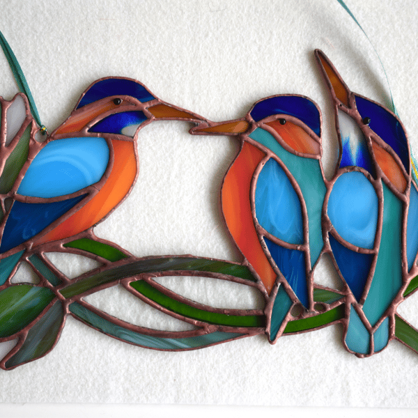 Stained glass bird suncatcher - window suncatchers kingfishe - Inspire  Uplift
