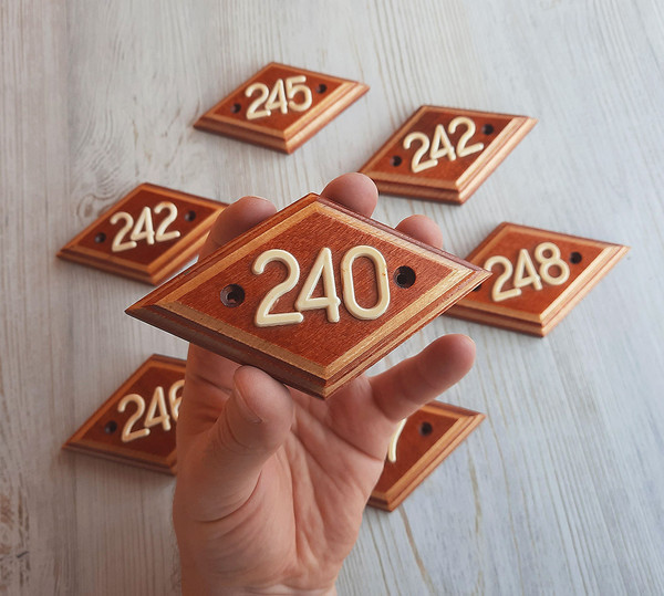 240 address number plate wooden