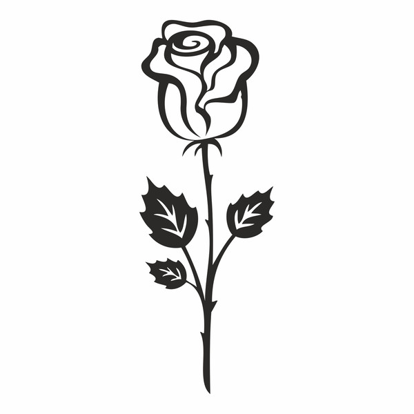 Rose Line Art Black Rose Outline Rose Svg Floral Svg Rose Clip Art