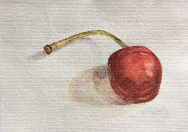 "ACEO Cherry", watercolor painting fruit berry artwork