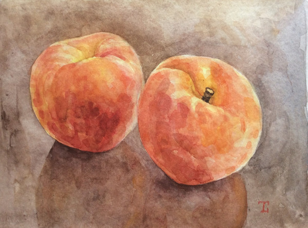 "Peaches" watercolor painting fruit stilllife original wall art picture artwork