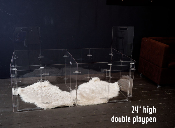 acrylic clear transparent double modern doghouse indoor, for small dogs 24 inches high