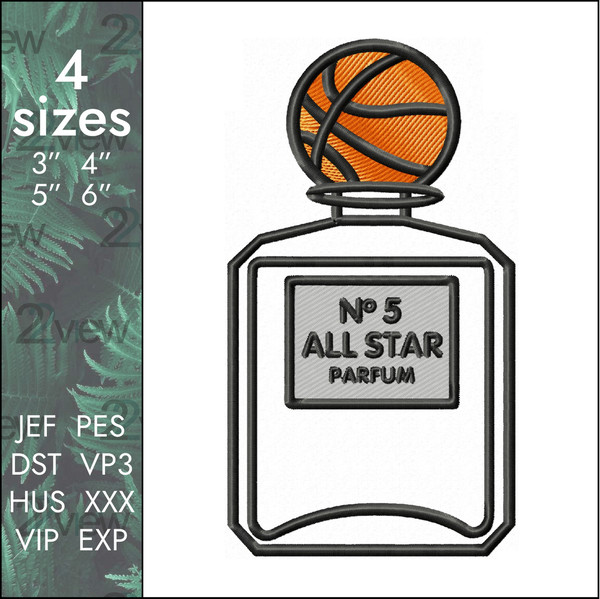 basketball chanel perfume machine embroidery design