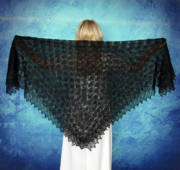 Oversized Black Knitted Scarf. Black Scarf. Hand Knitted Black 