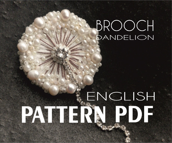 PDF tutorial embroidered brooch, embroidery pattern instant download instructions