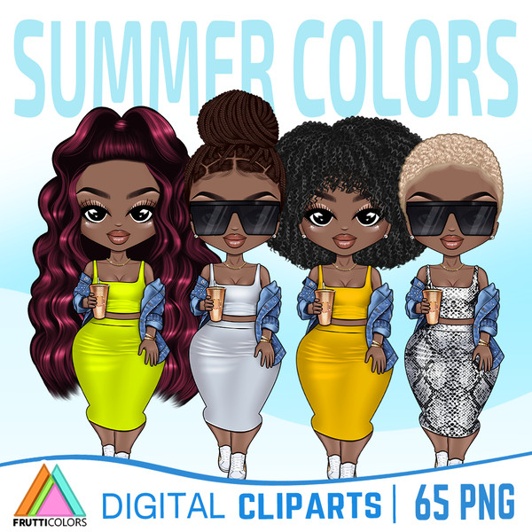 summer-girl-clipart-african-american-png-coffee-girl-clipart-fashion-girl-illustration-afro-dolls-printable-stickers-coffee-sublimation-design-1.png
