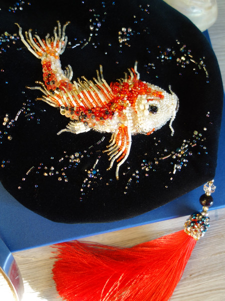Japanese Koi Fish Embroidery Velvet Mini Bag in Vintage Style - Opt2 Bronze | DragonLoverArt