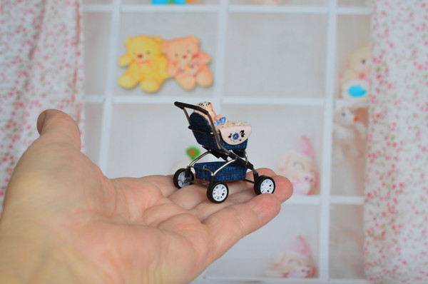 Handmade -1/24 -scale- miniature- doll -stroller-3