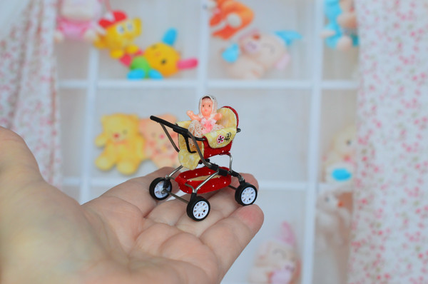 Handmade -1/24 -scale- miniature- doll -stroller-2