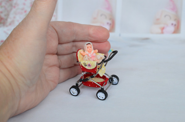 Handmade -1/24 -scale- miniature- doll -stroller-5