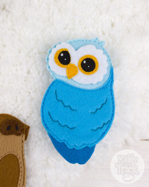 blue felt owl