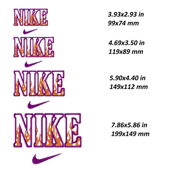 Nike Embroidery Design, burning fire flames brand logo, size - Inspire ...