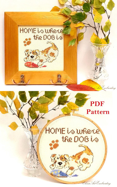 Funny Dog Cross Stitch Pattern PDF, Dog Embroidery, Beginner Embroidery, Dog Lover Birthday Gift, Dog Leash Holder, Key Holder For Wall Handmade, Dog Mom Gift,