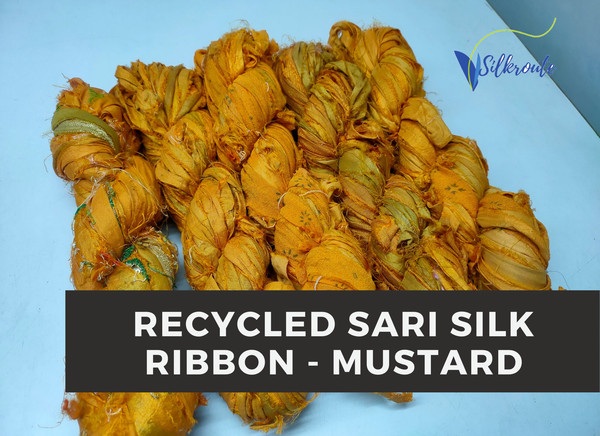 Sari silk Ribbon - Ribbon Mustard - SilkRouteIndia