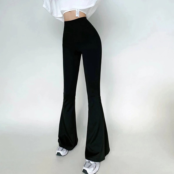 Buy Black flare leggings sweet pants high waisted flare - Inspire
