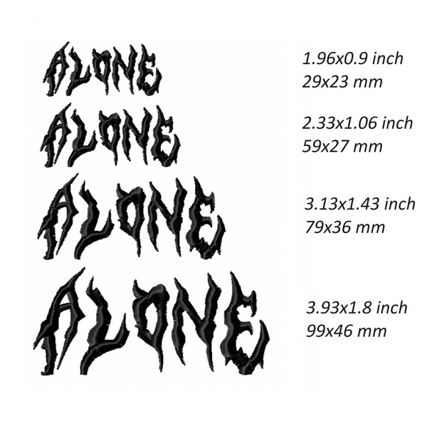 alone gothic phont sad machine embroidery design designs