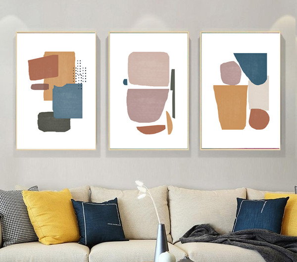 3 abstract prints in blue and yellow tones are available for download