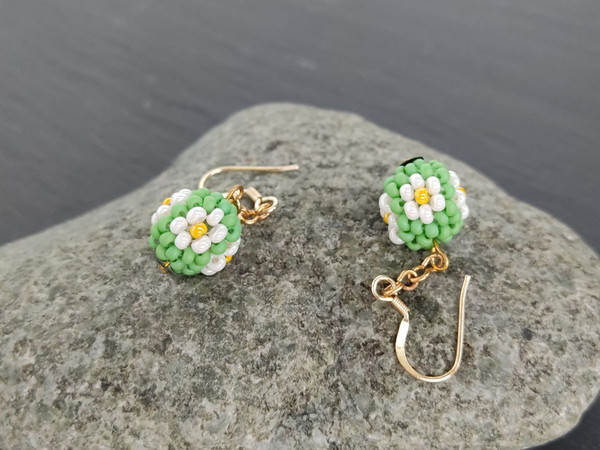 ball daizy earrings dangle drop earrings green earrings 4.jpg
