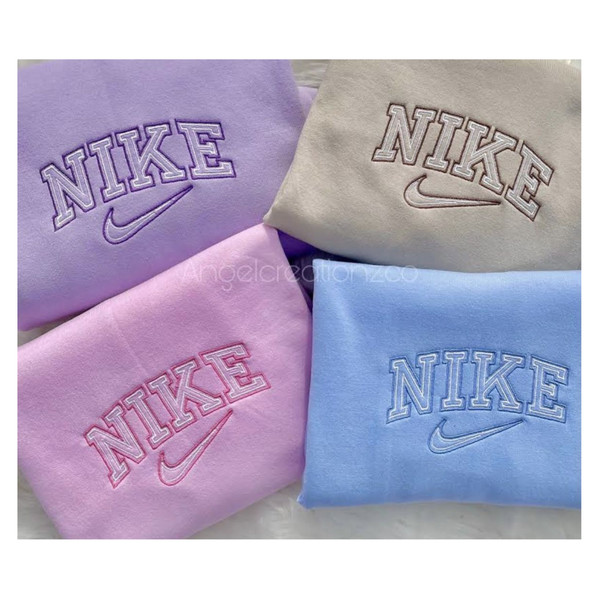 nike logo swoosh double line machine embroidery design sweatshirt