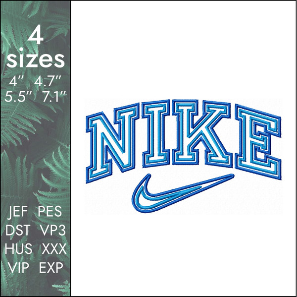 nike logo swoosh double line machine embroidery design