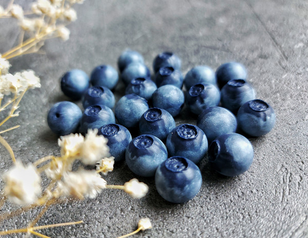Polymer Clay Beads, Blue Clay Beads, Сranberry Beads, Blueberry