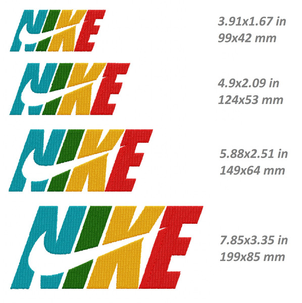 Nike Embroidery Design, colorful retro classic logo, 4 sizes - Inspire ...