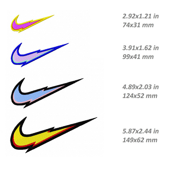 Nike thunder Embroidery Design, custom swoosh file, 4 sizes ...