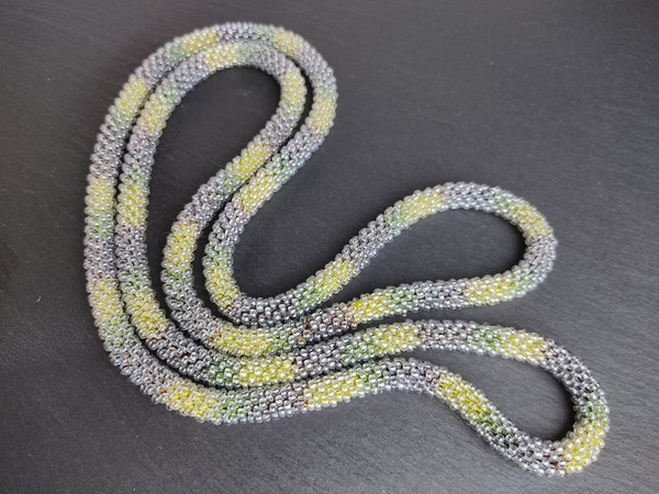 green crochet beaded cord necklace long.jpg