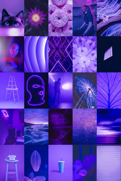 100 PCS Purple aesthetic wall collage kit DIGITAL DOWNLOAD - Inspire Uplift